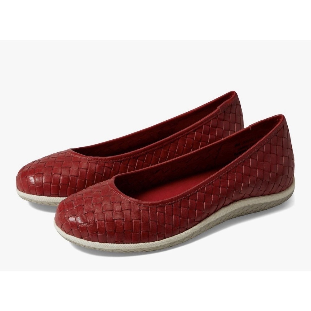 David Tate Womens Dazzle Leather Woven Slip-On Ballet Flats Shoes Size 9.5W Red